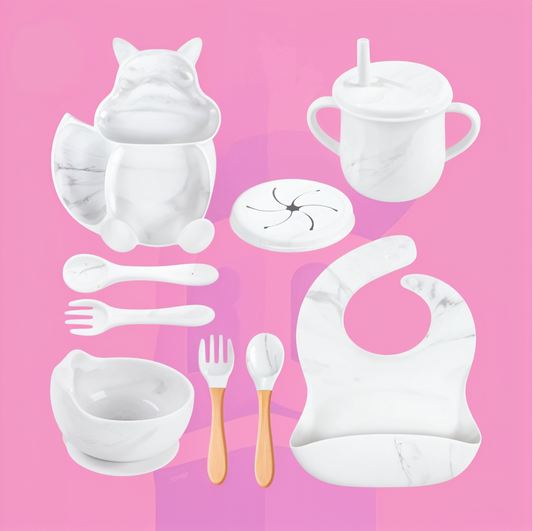 9-Pieces Baby Silicone Feeding Set